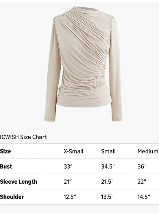 Long Sleeve Draped Neck Top in Light Beige - Picture 17 of 17
